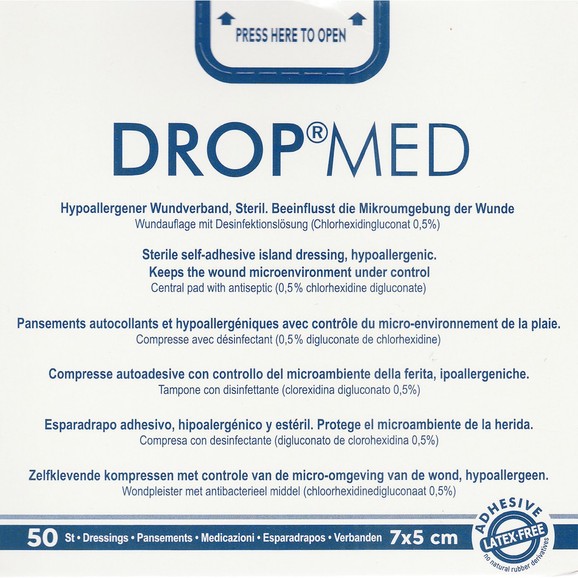 Master Aid Drop Med Sterile Self-adhesive Island Dressing 7cm x 5cm 50 Τεμάχια