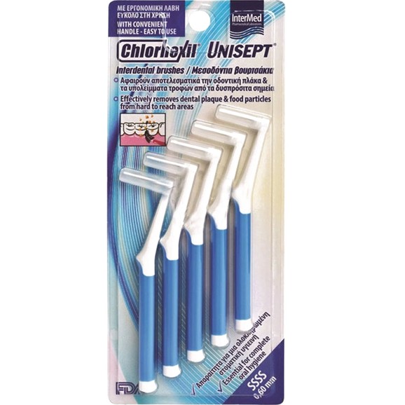 Intermed Unisept Chlorhexil Interdental Brushes 5 Τεμάχια - SSSS 0.60mm