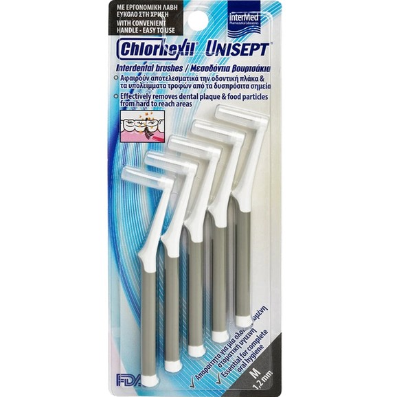 Intermed Unisept Chlorhexil Interdental Brushes 5 Τεμάχια - Μ 1.2mm