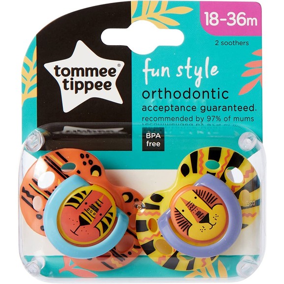 Tommee Tippee Fun Style Orthodontic Soothers 18-36m Κωδ 433472, 2 Τεμάχια