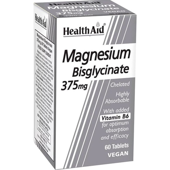 Health Aid Magnesium Bisglycinate 375mg & Vitamin B6 60tabs