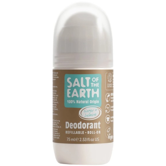 Salt of the Earth Natural Refillable Roll-On Deodorant 75ml - Ginger & Jasmine