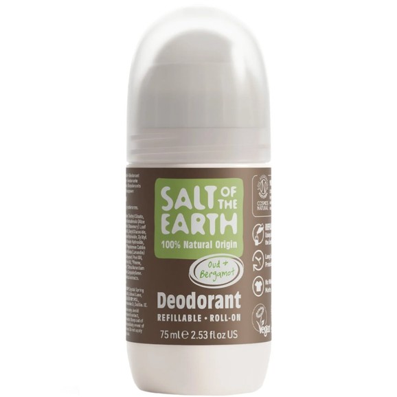 Salt of the Earth Natural Refillable Roll-On Deodorant 75ml - Oud & Bergamot