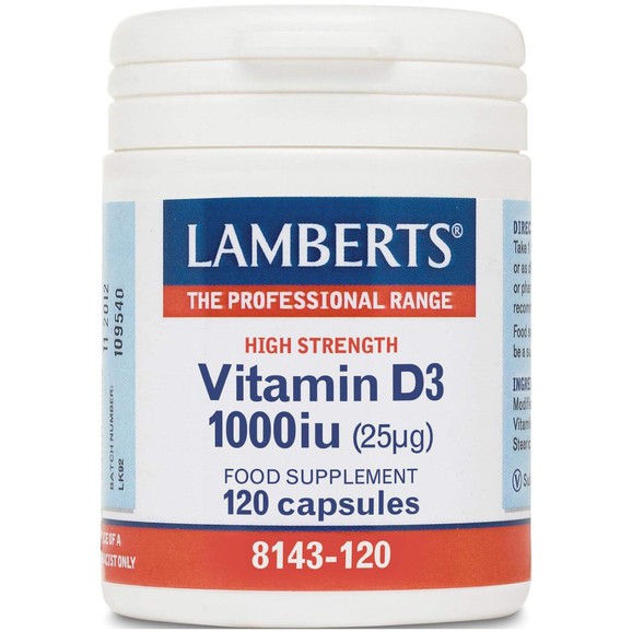 Lamberts Vitamin D3 1000iu Συμπλήρωμα Διατροφής για τη Διόρθωση των Ανεπαρκειών της Βιταμίνης D 120 caps
