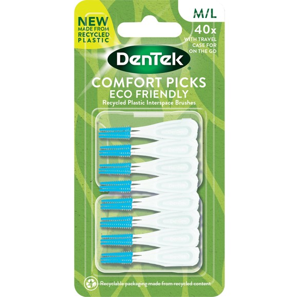Dentek Comfort Picks Recycled Plastic Interspace Brushes Size M/L 40 Τεμάχια