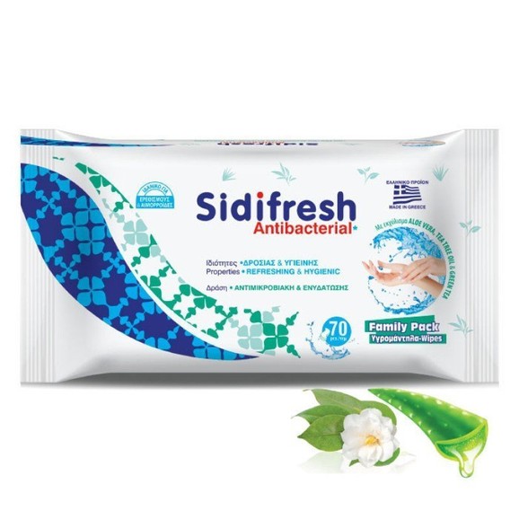 Sidifresh Antibacterial Wet Wipes 70 Τεμάχια