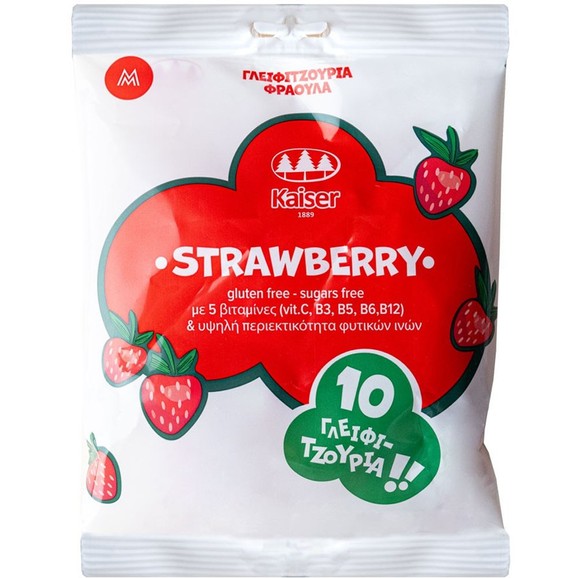 Kaiser Vitamins & Natural Fibers Strawberry Lollipops 10 Τεμάχια