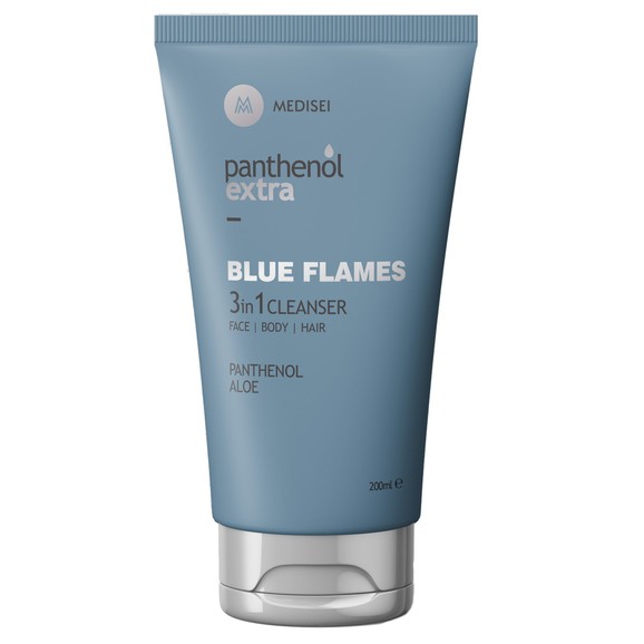 Medisei Panthenol Extra Blue Flames, 3 in 1 Face, Body & Hair Gel Cleanser 200ml