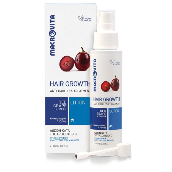 Macrovita Hair Growth Anti-Hair Loss Treatment Λοσιόν Κατά της Τριχόπτωσης με Κόκκινο Σταφύλι & Τζίντζερ 100ml