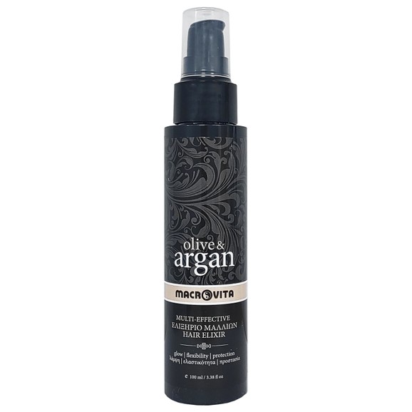 Macrovita Olive & Argan Multi-Effective Hair Elixir Ελιξήριο για Λάμψη, Ελαστικότητα & Προστασία στα Μαλλιά 100ml