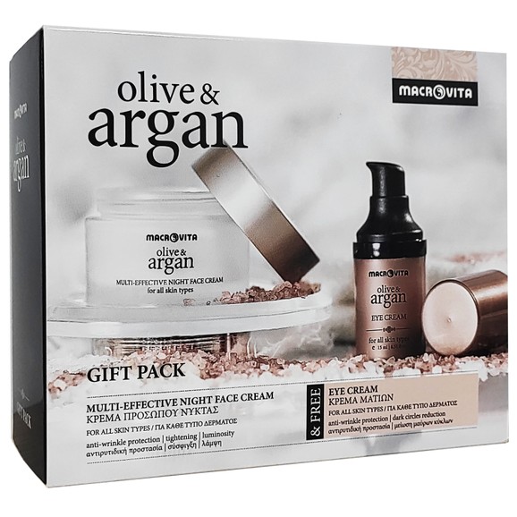 Macrovita Gift Pack Olive & Argan Multi-Effective Night Face Cream All Skin Types 50ml & Δώρο Eye Cream 15ml