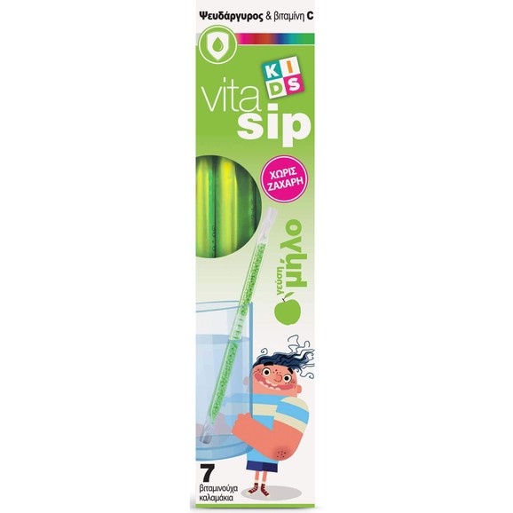 Δώρο Power Health ​Vitasip Kids Ψευδάργυρος & Βιταμίνη C για Παιδιά, με Γεύση Μήλο 7 Βιταμινούχα Καλαμάκια