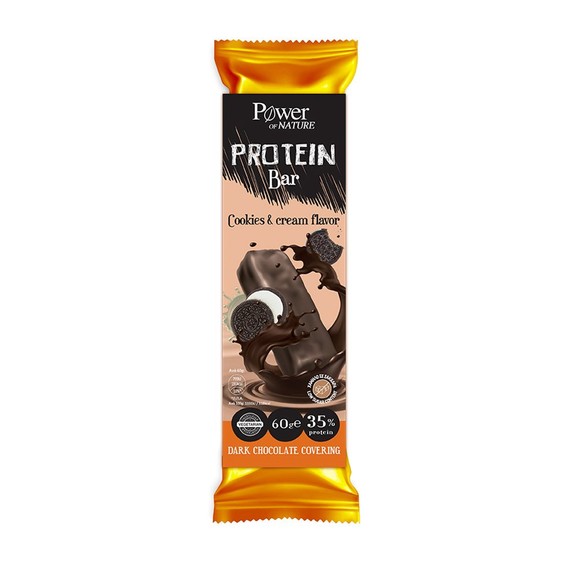 Power of Nature Protein Bar Cookies & Cream Flavor with Dark Chocolate Covering 60gr