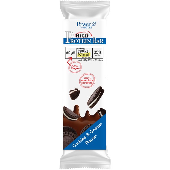 Power Health Protein Bar Cookies & Cream Flavor with Dark Chocolate Covering 60gr
