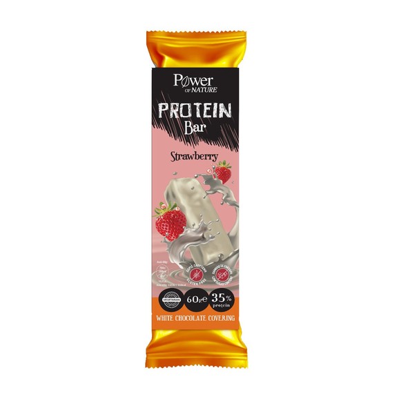 Power of Nature Protein Bar Strawberry Flavor with White Chocolate Covering 60gr Power of Nature Protein Bar Strawberry Flavor with White Chocolate Covering 60gr
