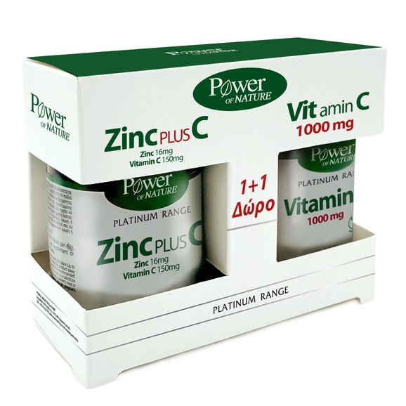 Power of Nature Πακέτο Προσφοράς Platinum Range Zinc Plus C 30tabs & Δώρο Vitamin C 1000mg 20tabs