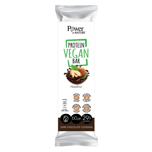 Power of Nature Protein Vegan Bar Hazelnut with Dark Chocolate Covering 60gr