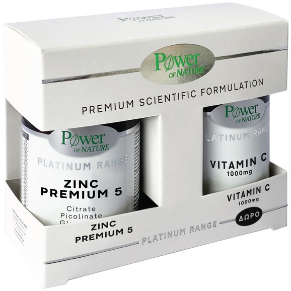 Power Health Promo Platinum Range Zinc Premium 5, 30caps & Δώρο Vitamin C 1000mg 20tabs