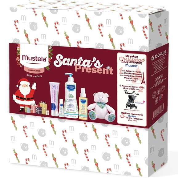 Mustela Promo Santa\'s Present Gentle Cleansing Gel 500ml & 50ml & 123 Vitamin Barrier Cream 50ml & Baby Oil 100ml & Δώρο Λούτρινο Αρκουδάκι