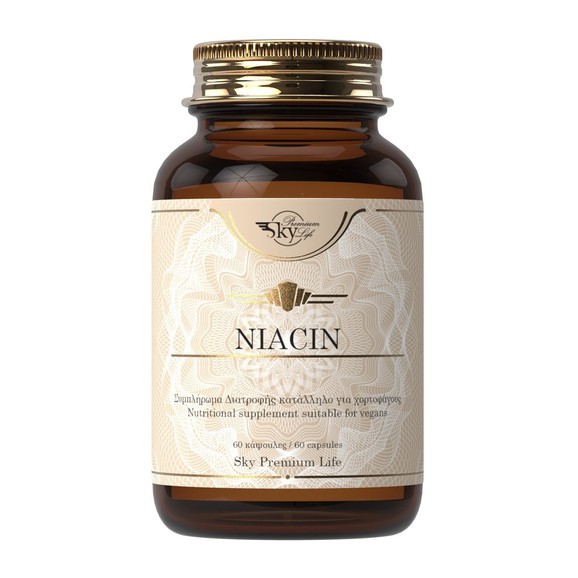 Sky Premium Life Niacin Συμπλήρωμα Διατροφής με Νιασίνη για Ενέργεια, Μείωση της Κόπωσης & Καλή Ψυχολογική Διάθεση 60caps