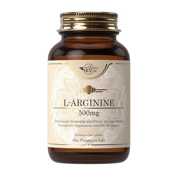 Sky Premium Life L-Arginine 500mg Συμπλήρωμα Διατροφής με Αμινοξύ L-Αργινίνη που Είναι Δομικό Στοιχείο των Πρωτεϊνών 60 Δισκία