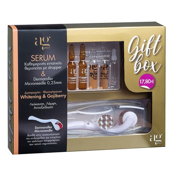 AgPharm Gift Box Whitening & Gojiberry Face Serum 5x2ml & Dermaroller Microneedle 0.25mm
