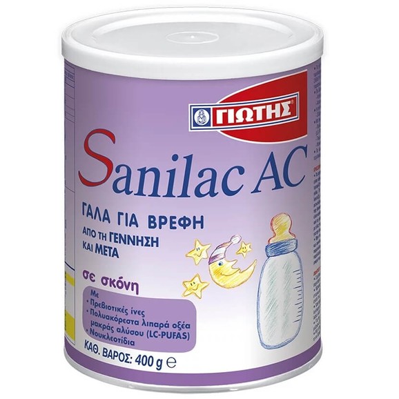 Sanilac AC Γάλα Ειδικής Διατροφής Κατά των Κολικών, για Βρέφη από την Γέννηση και Μετά 400gr