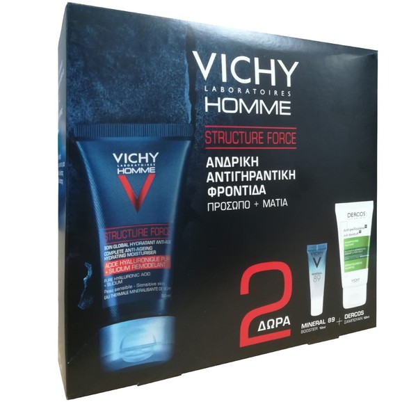 Vichy Πακέτο Προσφοράς Homme Structure Force & Δώρο Vichy Mineral 89 Booster 10ml & Vichy Dercos Shampoo Anti-Dandruff Dry Hair 50ml Vichy Πακέτο Προσφοράς Homme Structure Force & Δώρο Vichy Mineral 89 Booster 10ml & Vichy Dercos Shampoo Anti-Dandruff Dry Hair 50ml