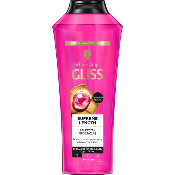 Schwarzkopf Gliss Supreme Length Shampoo Απαλό Σαμπουάν για Εύθραυστα Μακριά Μαλλιά με Λιπαρές Ρίζες 400ml