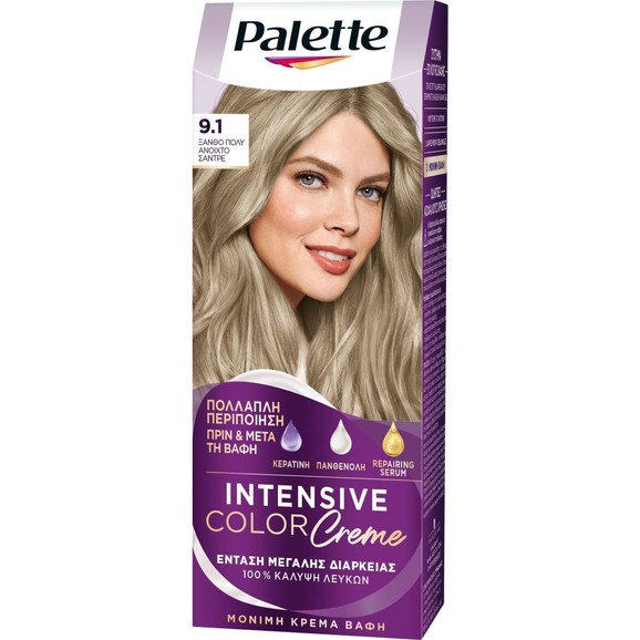 Schwarzkopf Palette Intensive Hair Color Creme Kit 1 Τεμάχιο - 9.1 Ξανθό Πολύ Ανοιχτό Σαντρέ