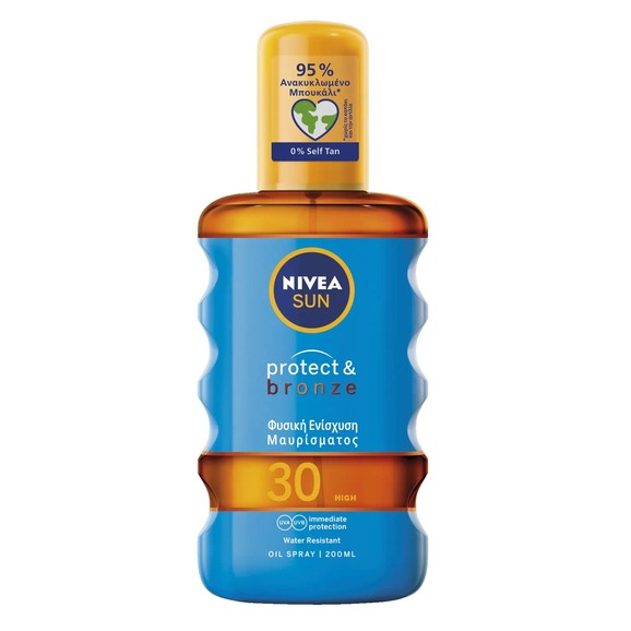Nivea Sun Protect & Bronze Oil Spf30 Spray Activates Natural Tan 200ml