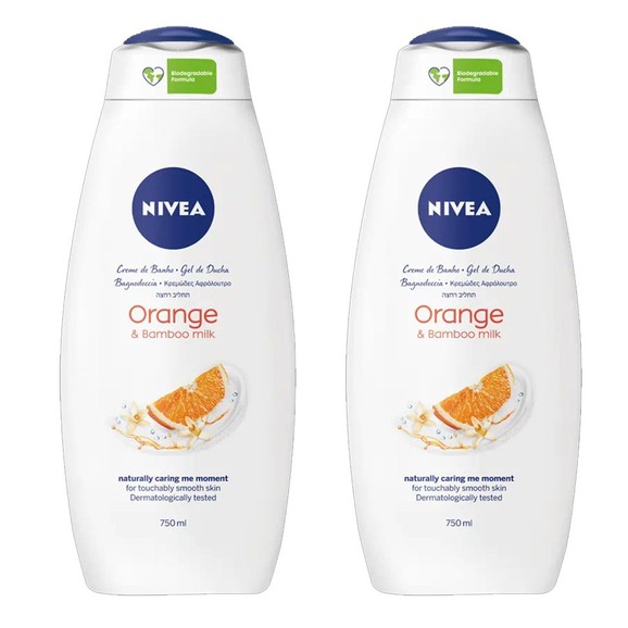 Nivea Πακέτο Προσφοράς Orange & Bamboo Milk Shower Cream 2x750ml 1+1 Δώρο