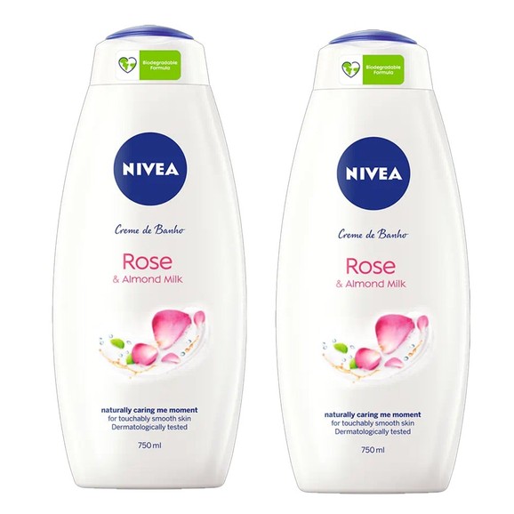 Nivea Πακέτο Προσφοράς Rose & Alomond Milk Shower Cream 2x750ml 1+1 Δώρο