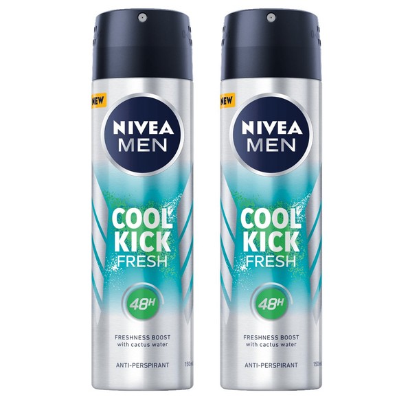 Nivea Men Πακέτο Προσφοράς Cool Kick Fresh Skin Active Deo Spray 2x150ml 1+1 Δώρο