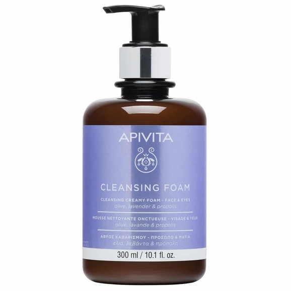 Apivita Cleansing Foam Face & Eyes With Olive,Lavender & Propolis 300ml Apivita Cleansing Foam Face & Eyes With Olive,Lavender & Propolis 300ml