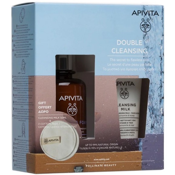 Apivita Promo Cleansing Foam Face & Eyes 200ml & Δώρο Cleansing Milk 3 in 1 Face & Eyes 50ml & Cotton Pads 2 Τεμάχια