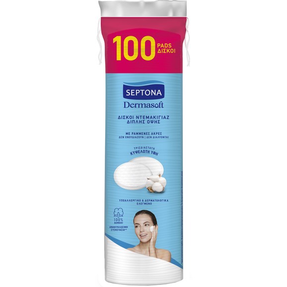 Septona Dermasoft Makeup Remover Cotton Pads 100 Τεμάχια