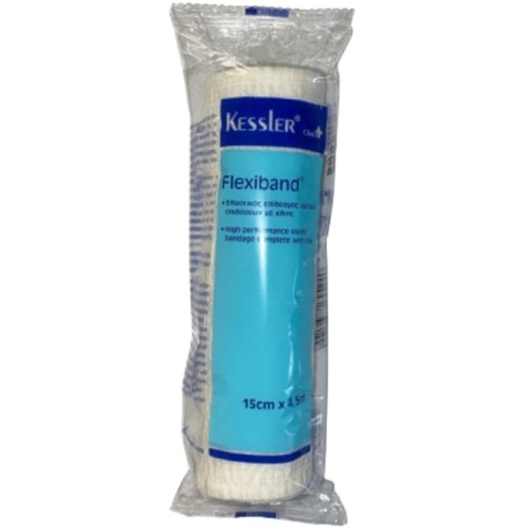 Kessler Flexiband High Perfomance Elastic Bandage Complete with Clips 15cm x 4,5m 1 Τεμάχιο