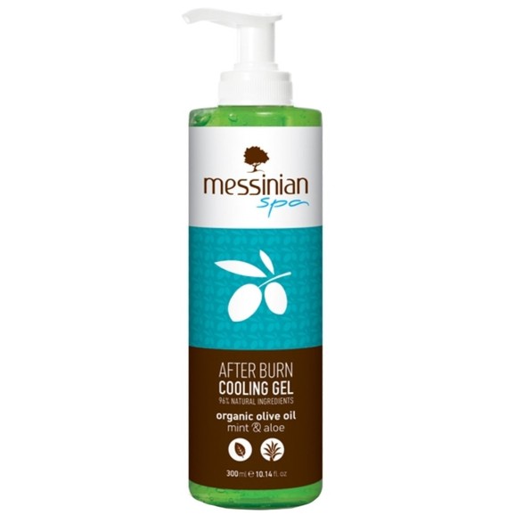 Messinian Spa After Burn With Organic Olive Oil Mint & Aloe Colling Body Gel 300ml Messinian Spa After Burn With Organic Olive Oil Mint & Aloe Colling Body Gel 300ml