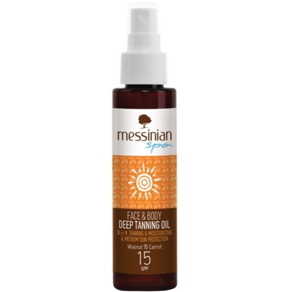 Messinian Spa 3in1 Deep Tanning Oil Face & Body Spray Spf15, 100ml Messinian Spa 3in1 Deep Tanning Oil Face & Body Spray Spf15, 100ml