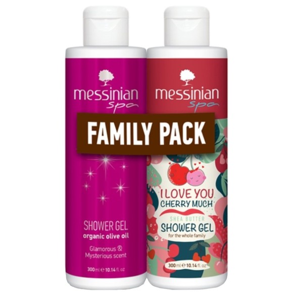 Messinian Spa Promo Organic Olive Oil Glamorous & Mysterious Scent Shower Gel 300ml & I love You Cherry Much Shea Butter Shower Gel 300ml