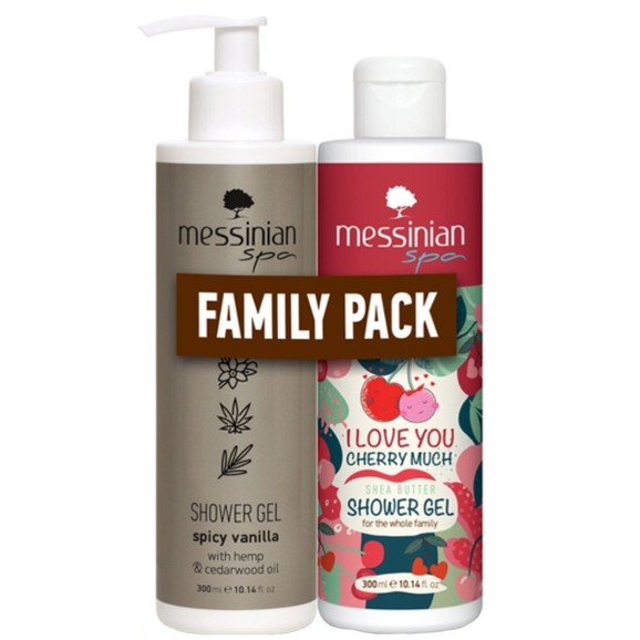 Messinian Spa Promo Spicy Vanilla With Hemp & Cedarwood Oil 300ml & I love You Cherry Much Shea Butter Shower Gel 300ml