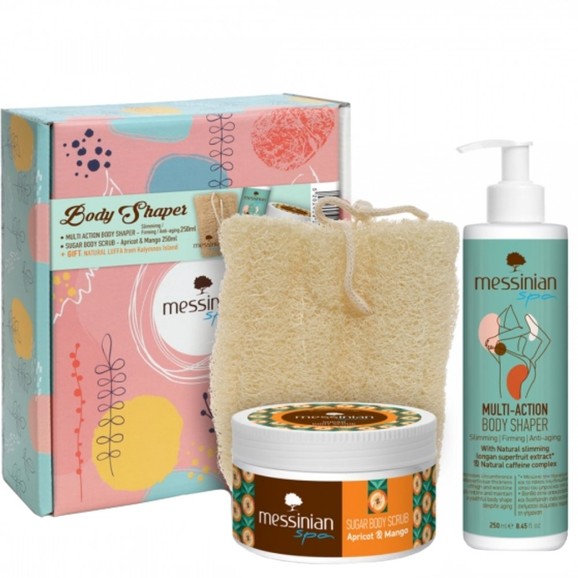 Messinian Spa Promo Multi Action Slimming & Firming Body Shaper 250ml & Apricot & Mango Sugar Body Scrub 250ml & Δώρο Φυσικό Σφουγγάρι Λούφα Καλύμνου Messinian Spa Promo Multi Action Slimming & Firming Body Shaper 250ml & Apricot & Mango Sugar Body Scrub 250ml & Δώρο Φυσικό Σφουγγάρι Λούφα Καλύμνου