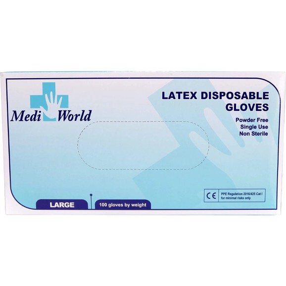 Medi World Poweder Free Latex Disposable Gloves 100 Τεμάχια - Large