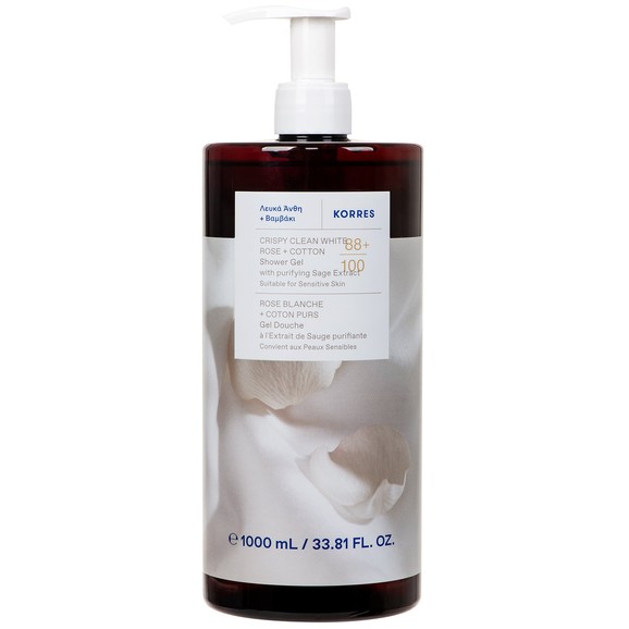 Korres Crispy Clean White Rose & Cotton Shower Gel 1L