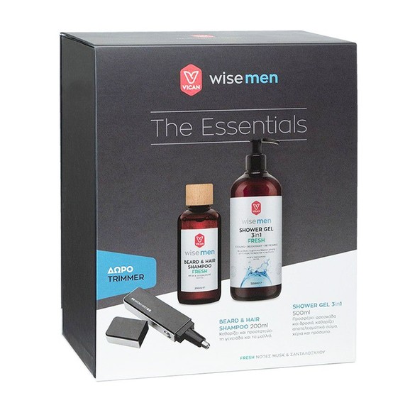 Vican Wise Men Πακέτο Προσφοράς The Essentials Shower Gel 3in1 500ml & Beard & Hair Shampoo 200ml & Δώρο Trimmer 1 Τεμάχιο