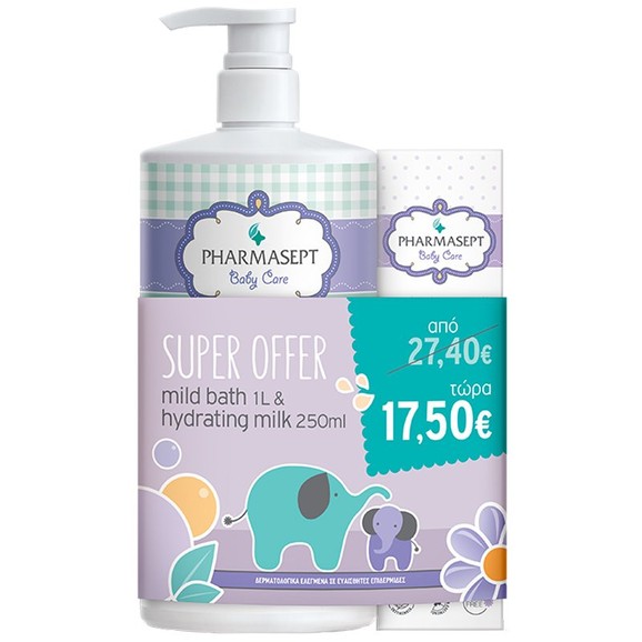 Pharmasept Πακέτο Προσφοράς Baby Care Mild Bath 1L & Hydrating Milk 250ml