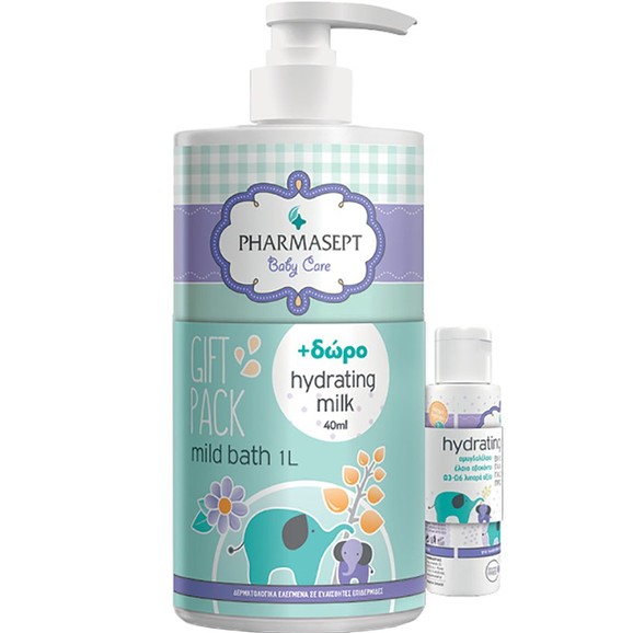 Pharmasept Promo Baby Care Mild Bath 3m+ 1L & Δώρο Hydrating Milk for Body & Face, Sensitive Skin 40ml