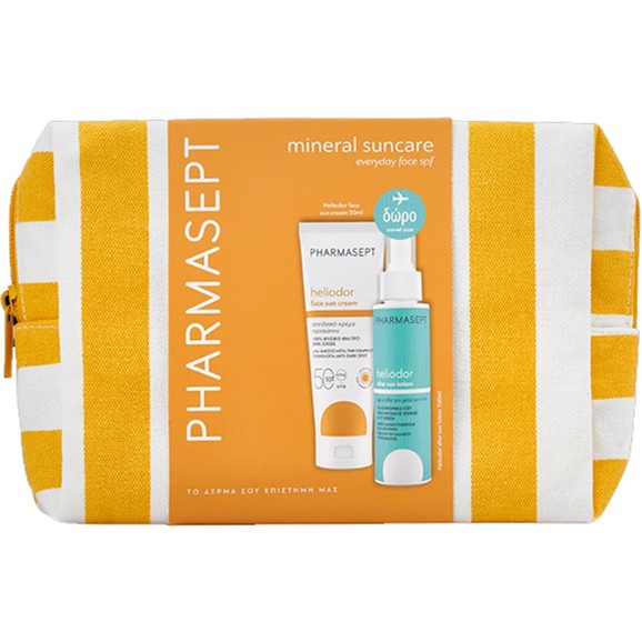 Pharmasept Promo Heliodor Face Sun Cream Spf50, & Δώρο Travel Size Moisturizing & Soothing After Sun Lotion with Cucumber & Hyaluronic Acid 100ml & Νεσεσέρ 1 Τεμάχιο