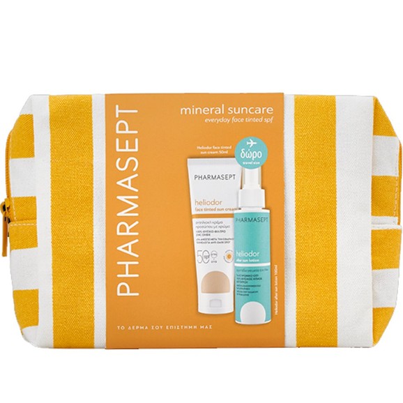 Pharmasept Promo Heliodor Tinted Face Sun Cream Spf50, 50ml & Δώρο Travel Size Moisturizing & Soothing After Sun Lotion with Cucumber & Hyaluronic Acid 100ml & Νεσεσέρ 1 Τεμάχιο